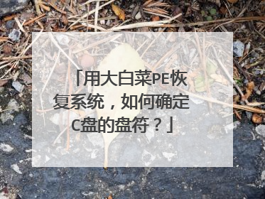 用大白菜PE恢复系统,如何确定C盘的盘符?