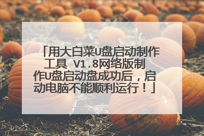 用大白菜U盘启动制作工具 V1.8网络版制作U盘启动盘成功后,启动电脑不能顺利运行!