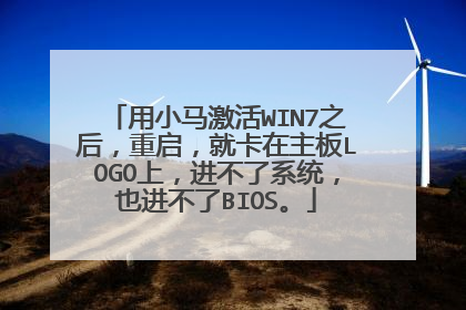用小马激活WIN7之后，重启，就卡在主板LOGO上，进不了系统，也进不了BIOS。