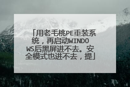 用老毛桃PE重装系统,再启动WINDOWS后黑屏进不去。安全模式也进不去,提