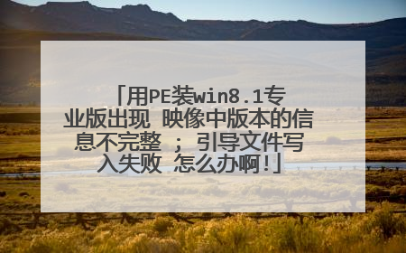 用PE装win8.1专业版出现 映像中版本的信息不完整 ; 引导文件写入失败 怎么办啊!