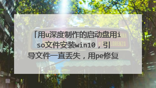 用u深度制作的启动盘用iso文件安装win10,引导文件一直丢失,用pe修复引导也没用,求帮助,急