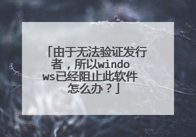 由于无法验证发行者,所以windows已经阻止此软件 怎么办?