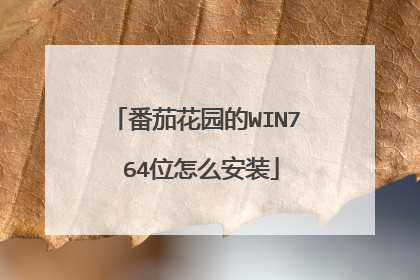 番茄花园的WIN7 64位怎么安装