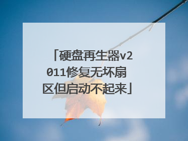 硬盘再生器v2011修复无坏扇区但启动不起来