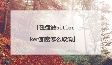 磁盘被bitlocker加密怎么取消
