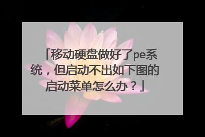 移动硬盘做好了pe系统,但启动不出如下图的启动菜单怎么办?