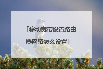 移动宽带设置路由器网络怎么设置