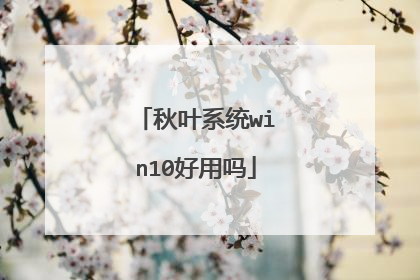 秋叶系统win10好用吗
