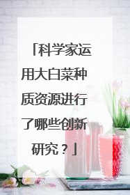 科学家运用大白菜种质资源进行了哪些创新研究？
