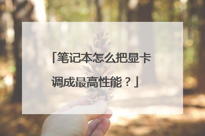 笔记本怎么把显卡调成最高性能?