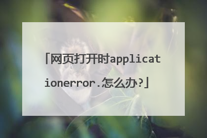 网页打开时applicationerror.怎么办?