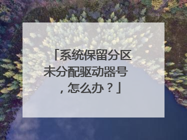 系统保留分区未分配驱动器号,怎么办?