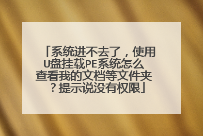 系统进不去了，使用U盘挂载PE系统怎么查看我的文档等文件夹？提示说没有权限