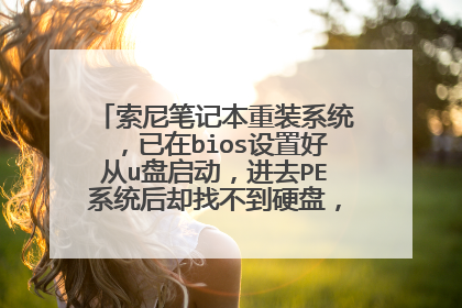 索尼笔记本重装系统,已在bios设置好从u盘启动,进去PE系统后却找不到硬盘,也进不了bios了