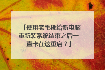 使用老毛桃给新电脑重新装系统结束之后一直卡在这重启?