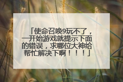 使命召唤9玩不了，一开始游戏就提示下面的错误，求哪位大神给帮忙解决下啊！！！