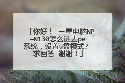 你好! 三星电脑NP—N130怎么进去pe系统,设置u盘模式? 求回答 谢谢!