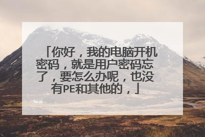 你好，我的电脑开机密码，就是用户密码忘了，要怎么办呢，也没有PE和其他的，