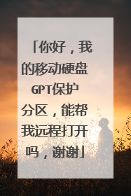 你好,我的移动硬盘GPT保护分区,能帮我远程打开吗,谢谢