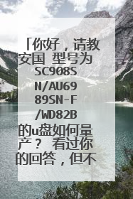你好,请教安国 型号为SC908SN/AU6989SN-F/WD82B的u盘如何量产? 看过你的回答,但不知细节。谢谢