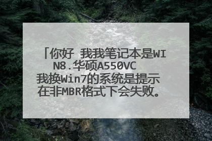 你好 我我笔记本是WIN8.华硕A550VC 我换Win7的系统是提示在非MBR格式下会失败。PE开机找不到U盘