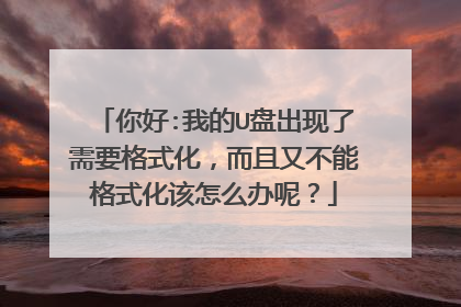 你好:我的U盘出现了需要格式化，而且又不能格式化该怎么办呢？
