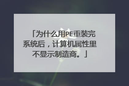 为什么用PE重装完系统后,计算机属性里不显示制造商。