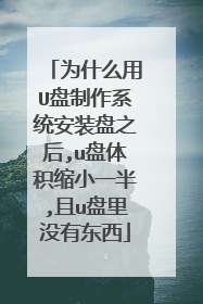 为什么用U盘制作系统安装盘之后,u盘体积缩小一半,且u盘里没有东西