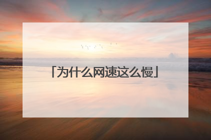为什么网速这么慢