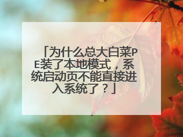为什么总大白菜PE装了本地模式,系统启动页不能直接进入系统了?
