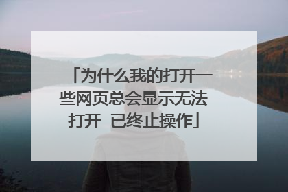 为什么我的打开一些网页总会显示无法打开 已终止操作