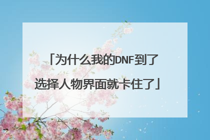为什么我的DNF到了选择人物界面就卡住了