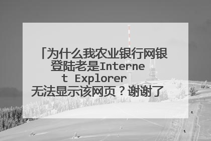 为什么我农业银行网银登陆老是Internet Explorer 无法显示该网页?谢谢了,大神帮忙啊