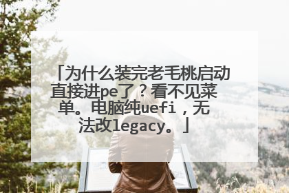 为什么装完老毛桃启动直接进pe了?看不见菜单。电脑纯uefi,无法改legacy。