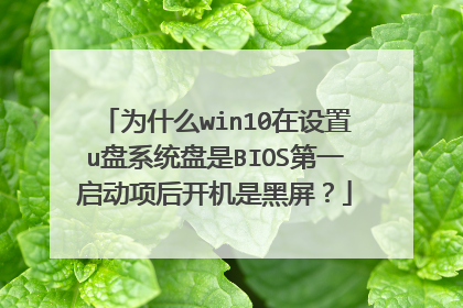 为什么win10在设置u盘系统盘是BIOS第一启动项后开机是黑屏？