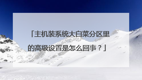 主机装系统大白菜分区里的高级设置是怎么回事？