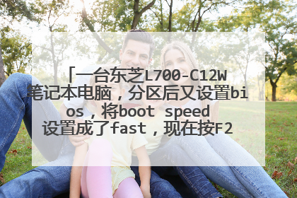 一台东芝L700-C12W笔记本电脑,分区后又设置bios,将boot speed设置成了fast,现在按F2无法进入bios了