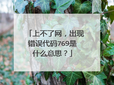 上不了网,出现错误代码769是什么意思?