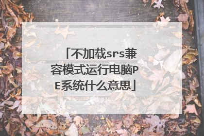 不加载srs兼容模式运行电脑PE系统什么意思