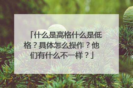 什么是高格什么是低格?具体怎么操作?他们有什么不一样?