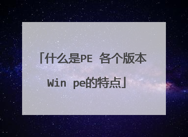 什么是PE 各个版本Win pe的特点