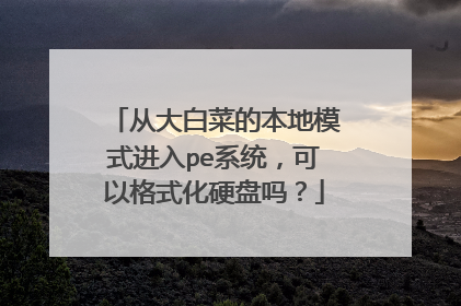 从大白菜的本地模式进入pe系统，可以格式化硬盘吗？