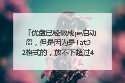 优盘已经做成pe启动盘,但是因为是fat32格式的,放不下超过4G的文件除了格式化还有别的办法吗?