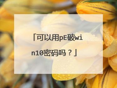 可以用pE破win10密码吗？