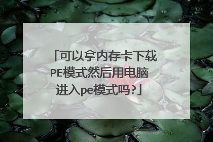 可以拿内存卡下载PE模式然后用电脑进入pe模式吗?