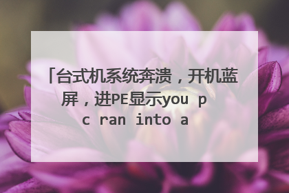 台式机系统奔溃，开机蓝屏，进PE显示you pc ran into a problem。。。。进入diskgenius格式化后一样状态