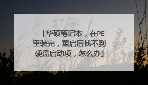 华硕笔记本,在PE里装完,重启后找不到硬盘启动项,怎么办