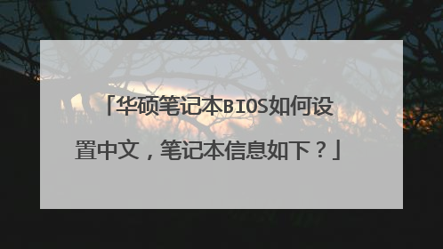 华硕笔记本BIOS如何设置中文,笔记本信息如下?