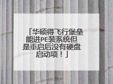 华硕得飞行堡垒能进PE装系统但是重启后没有硬盘启动项！